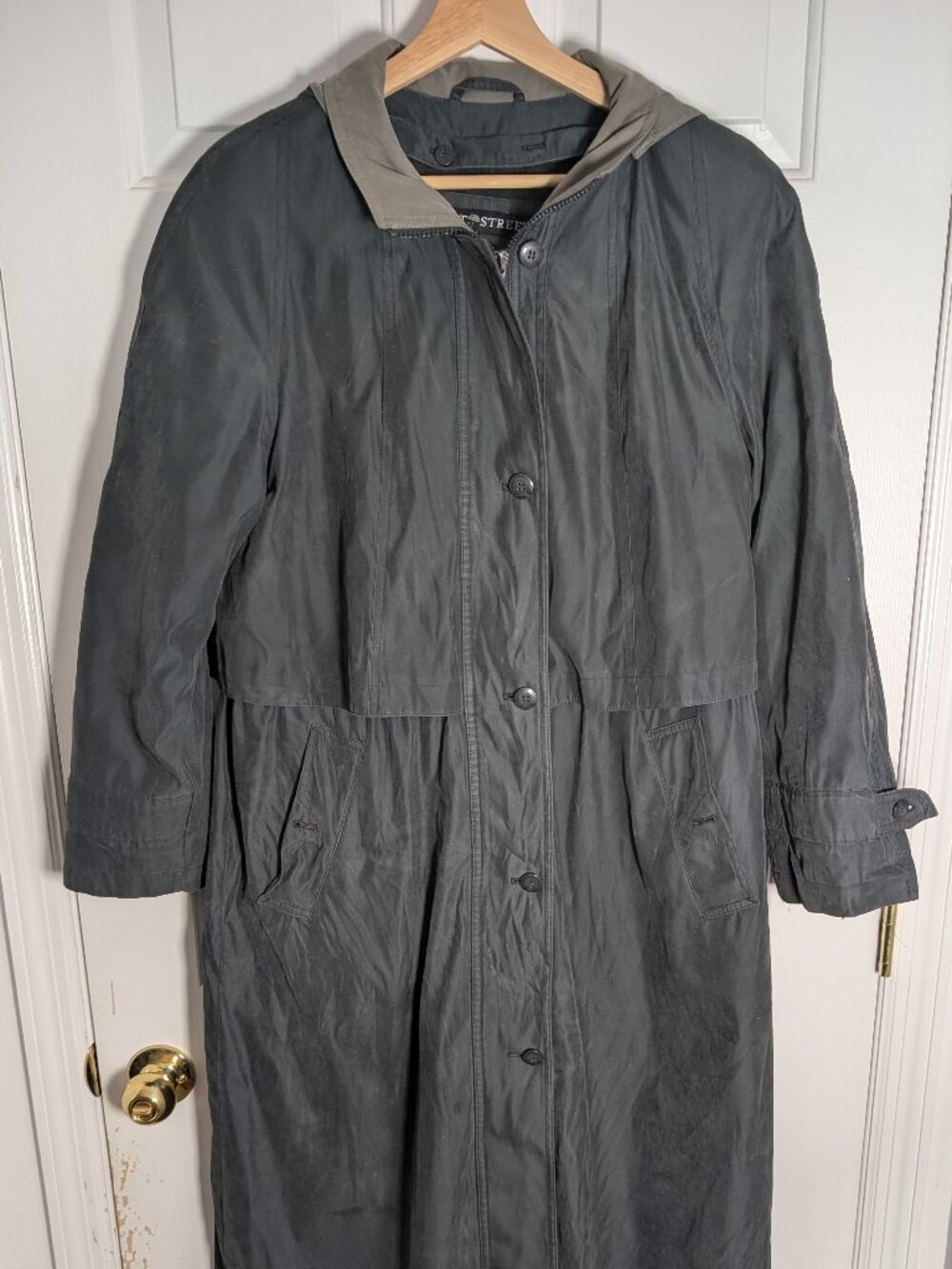 Women's Vintage 80s Duster/Trench Coat by Fleet Street Size 10 Color Green/Grey